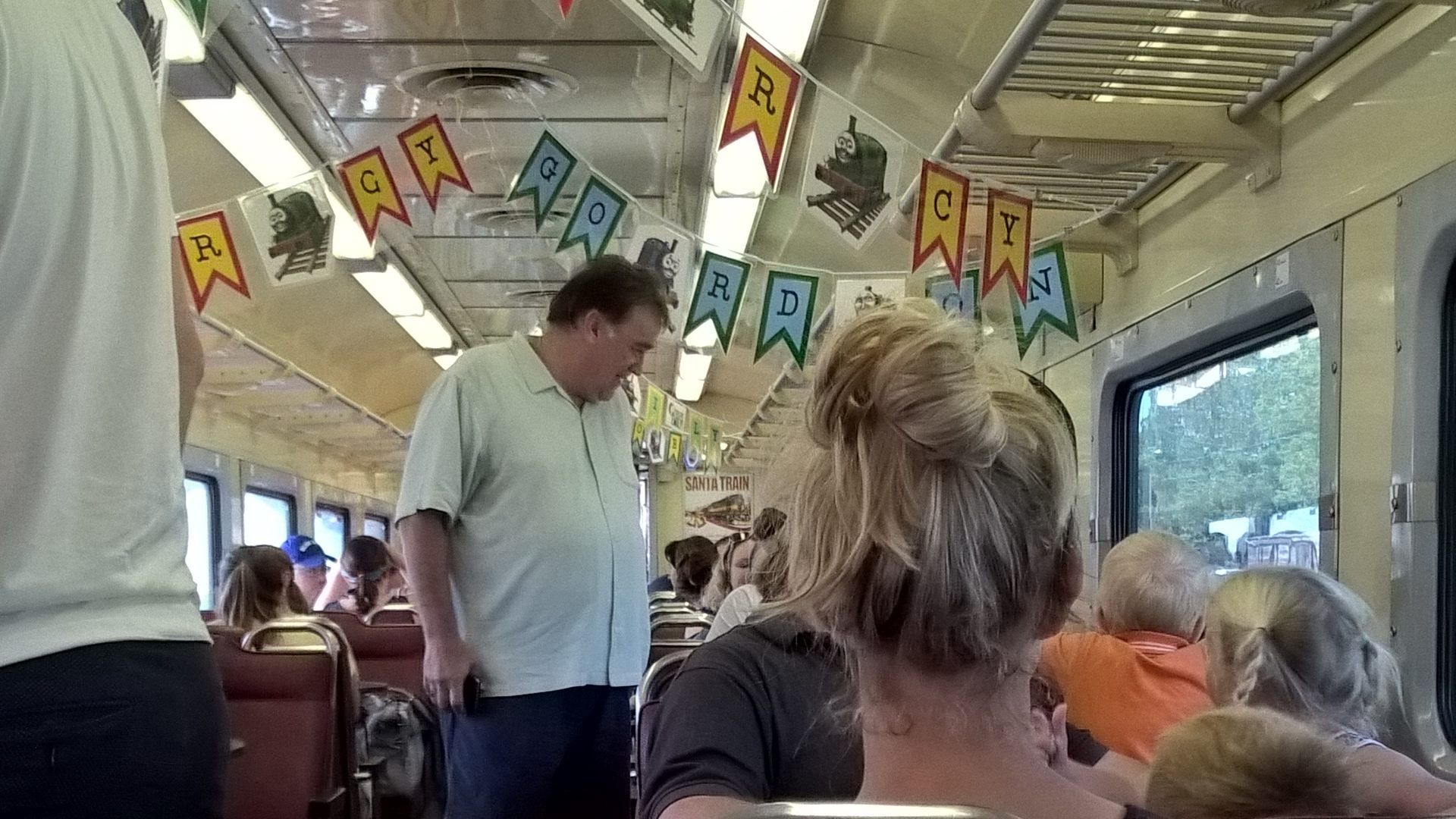 Inside a train car